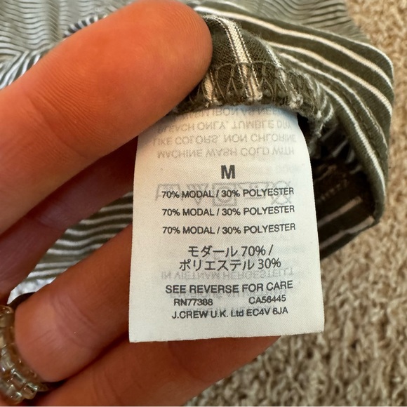 JCrew Green and White Striped Top | Tee | Cropped Tee Size Medium - Picture 5 of 13
